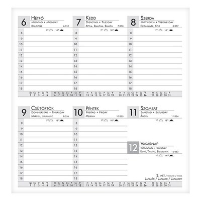 Zsebnaptár ALISCA Rebel varrott fekvő fehér lapos kék 2026.