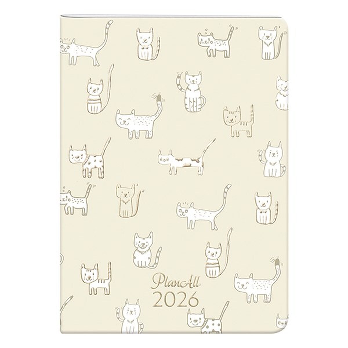 Zsebnaptár PLANALL B/6 heti álló fehér lapos aranyozott Catto 2026.