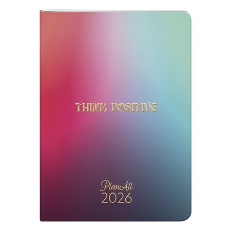 Zsebnaptár PLANALL B/6 heti álló fehér lapos aranyozott Positive 2026.