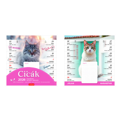 Cicák, mágneses képes falinaptár 2026