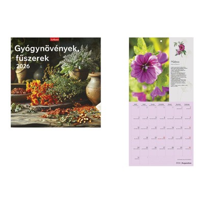 Gyógynövények, Fűszerek, képes lemeznaptár 2026