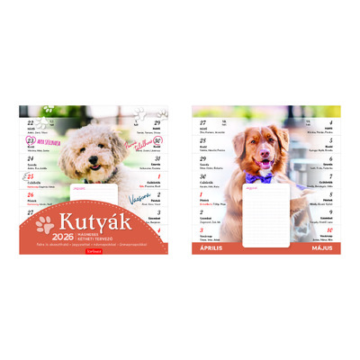 Kutyák, mágneses képes falinaptár 2026