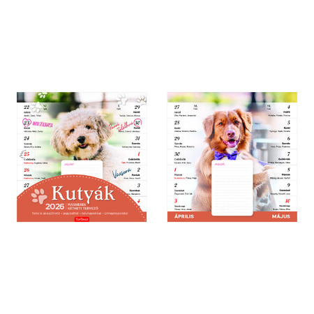 Kutyák, mágneses képes falinaptár 2026