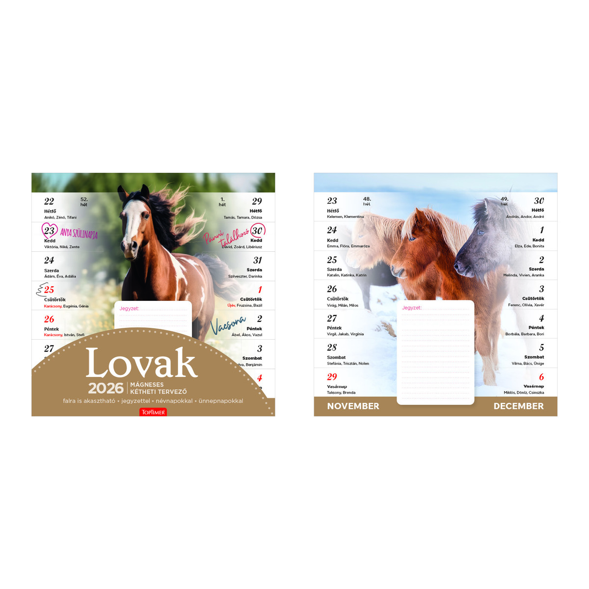 Lovak, mágneses képes falinaptár 2026 Lovak, mágneses képes falinaptár 2026