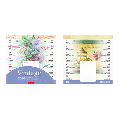 Vintage, mágneses képes falinaptár 2026