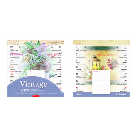 Vintage, mágneses képes falinaptár 2026