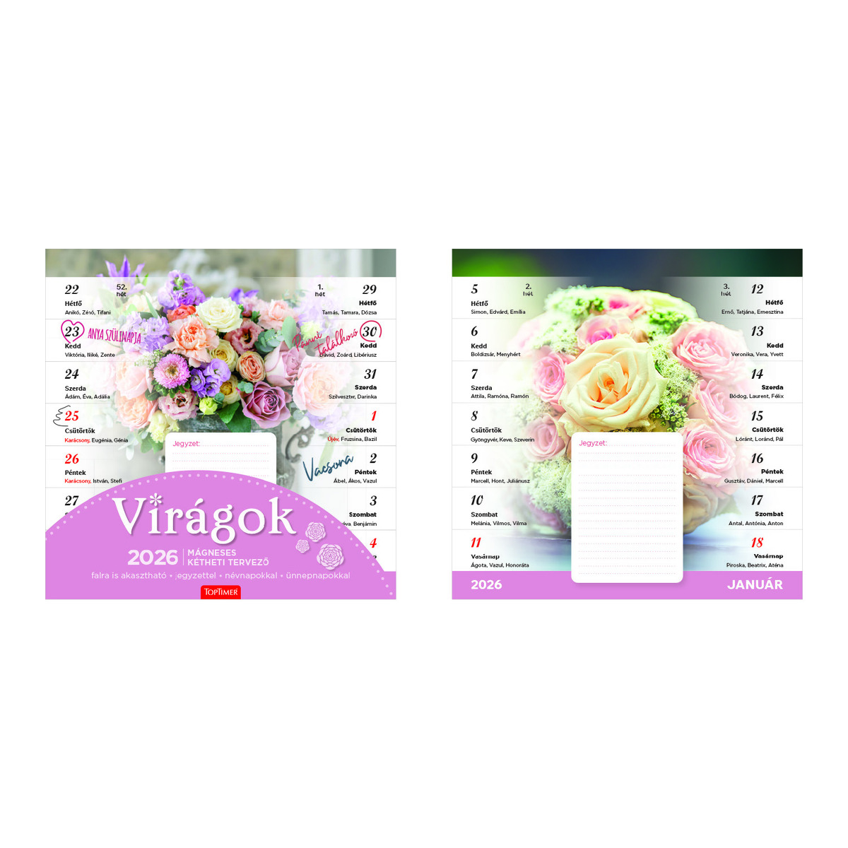 Virágok, mágneses képes falinaptár 2026 Virágok, mágneses képes falinaptár 2026