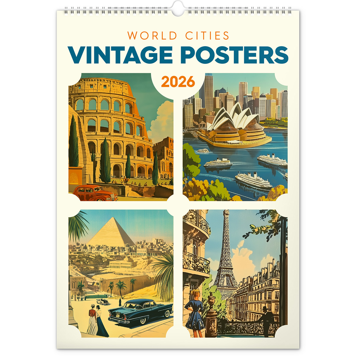 Vintage Posters - World Cities, képes falinaptár 2026 Vintage Posters - World Cities, képes falinaptár 2026