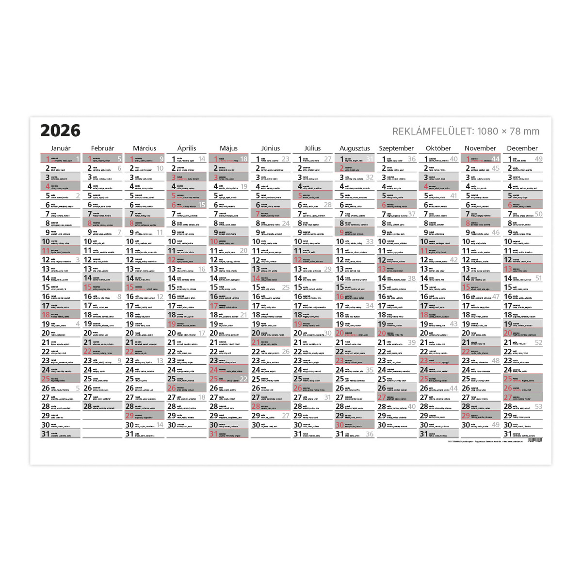 T101 Terminus plakátnaptár okmányhengerben 2026 T101 Terminus plakátnaptár okmányhengerben 2026