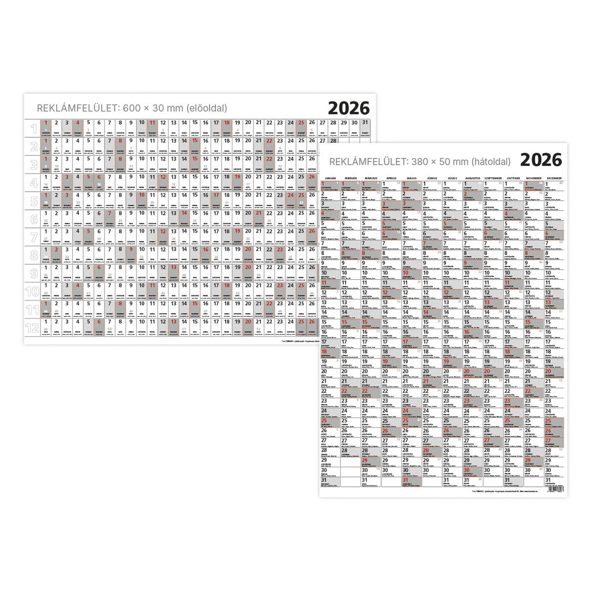 T102 Terminus plakátnaptár okmányhengerben, kétoldalas 2026 T102 Terminus plakátnaptár okmányhengerben, kétoldalas 2026