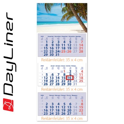 Maxi Club, 3 tömbös 3 hónapos speditőr naptár - Tengerpart fejrésszel