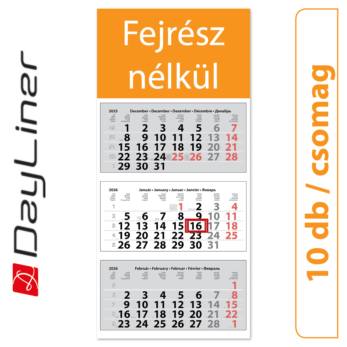 Medium Classic, 3 tömbös 3 hónapos speditőr naptár - Fejrész nélkül, 10db/csomag Medium Classic, 3 tömbös 3 hónapos speditőr naptár - Fejrész nélkül, 10db/csomag