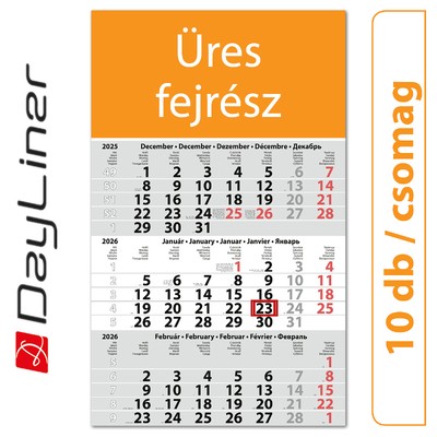 Primus Classic, 12 lapos speditőr naptár - Üres, nyomtatható fejrésszel, 10db/csomag