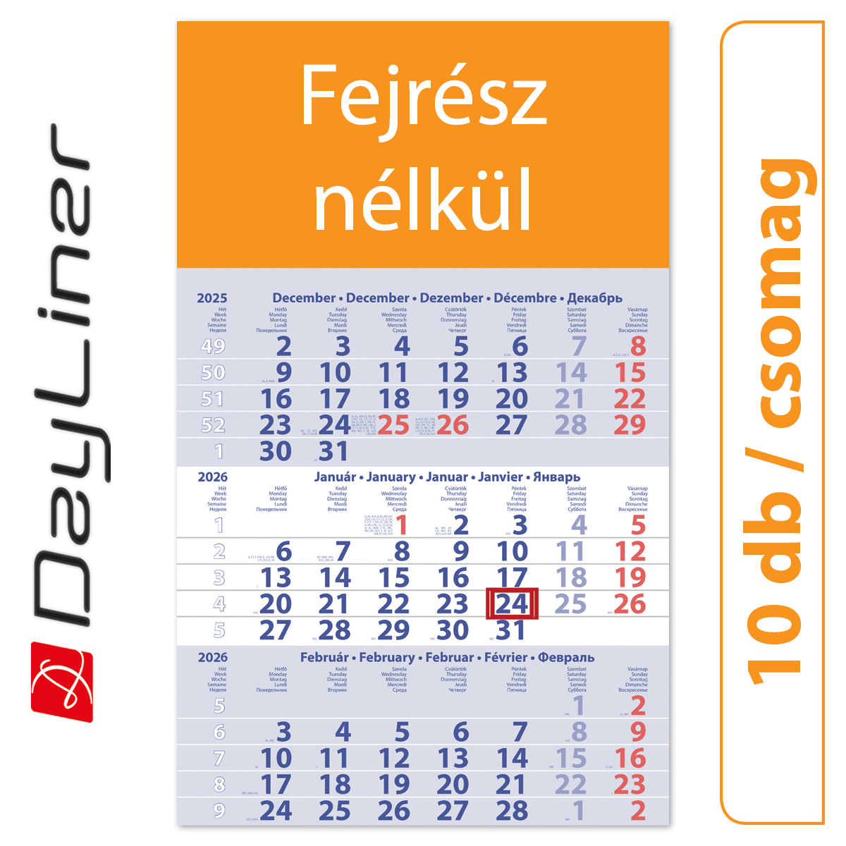 Primus Club, 12 lapos speditőr naptár - Fejrész nélkül, 10db/csomag Primus Club, 12 lapos speditőr naptár - Fejrész nélkül, 10db/csomag