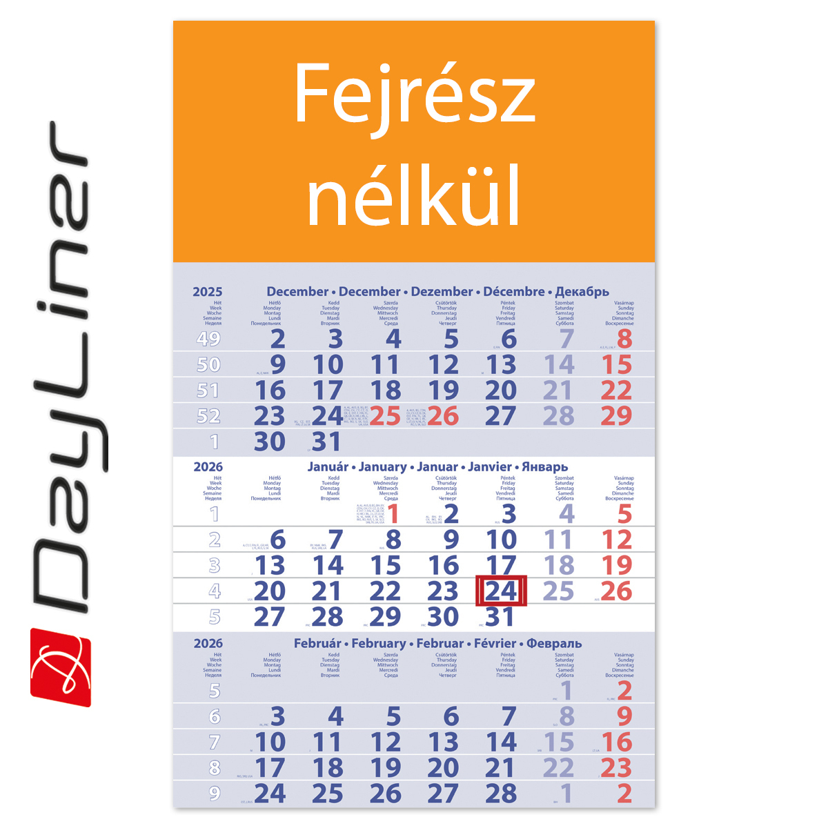 Primus Club, 12 lapos speditőr naptár - Fejrész nélkül Primus Club, 12 lapos speditőr naptár - Fejrész nélkül