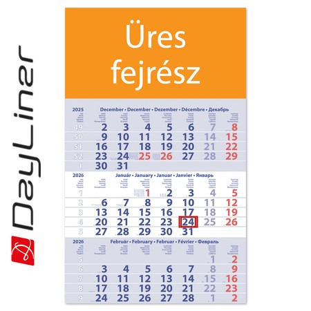 Primus Club, 12 lapos speditőr naptár - Üres, nyomtatható fejrésszel