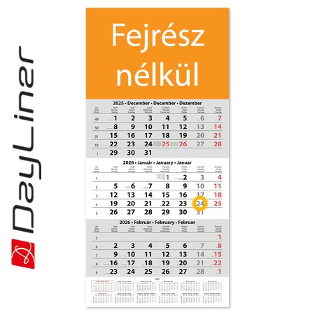 SP1, 12 lapos speditőr naptár - Fejrész nélkül