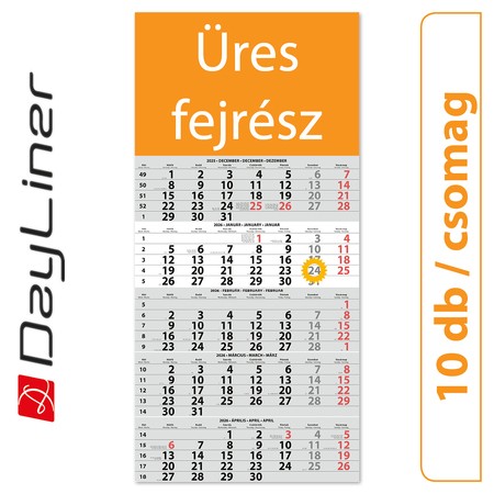 SP15, 12 lapos 5 hónapos speditőr naptár - Üres, nyomtatható fejrésszel, 10db/csomag