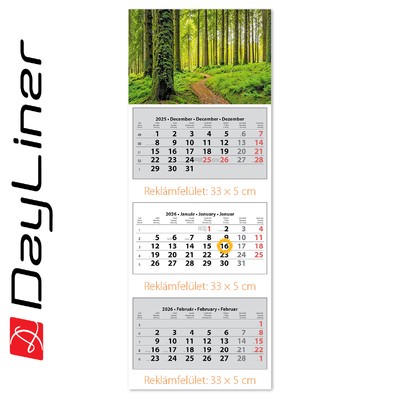 SP3, 3 tömbös 3 hónapos speditőr naptár - Erdő fejrésszel