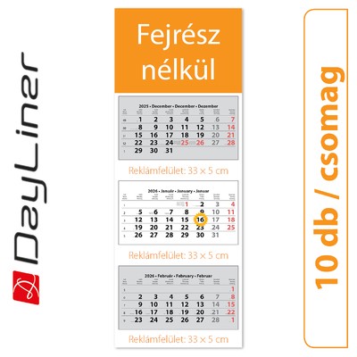 SP3, 3 tömbös 3 hónapos speditőr naptár - Fejrész nélkül, 10db/csomag