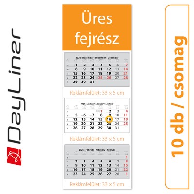 SP3, 3 tömbös 3 hónapos speditőr naptár - Üres, nyomtatható fejrésszel, 10db/csomag