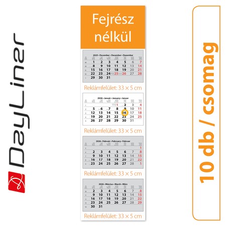 SP4, 4 tömbös 4 hónapos speditőr naptár - Fejrész nélkül, 10db/csomag