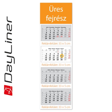 SP4, 4 tömbös 4 hónapos speditőr naptár - Üres, nyomtatható fejrésszel