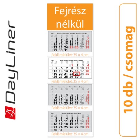 Szuper Maxi Classic, 4 tömbös 4 hónapos speditőr naptár - Fejrész nélkül, 10db/csomag