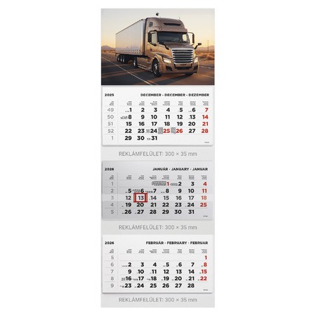 T070, 3 tömbből álló 3 havi speditőr naptár - Kamion fejrésszel