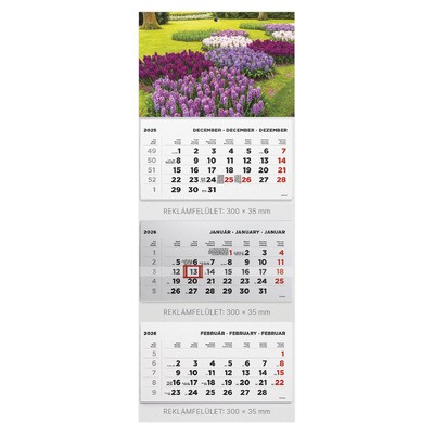 T070, 3 tömbből álló 3 havi speditőr naptár - Kert fejrésszel