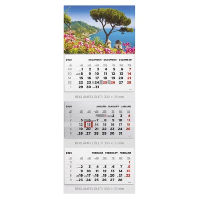 T070, 3 tömbből álló 3 havi speditőr naptár - Táj fejrésszel