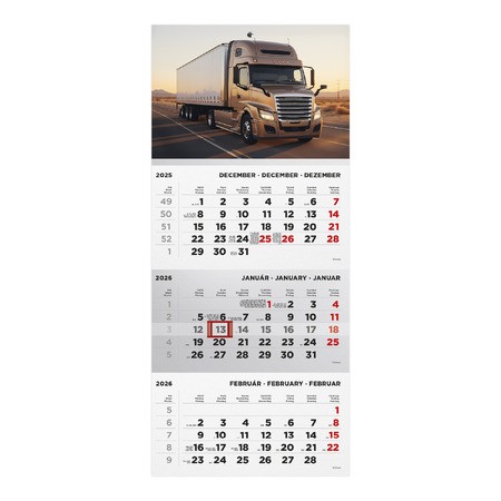 T072, 1 tömbből álló 3 havi speditőr naptár - Kamion fejrésszel