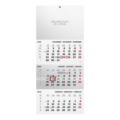 T072, 1 tömbből álló 3 havi speditőr naptár - Üres, nyomtatható fejrésszel