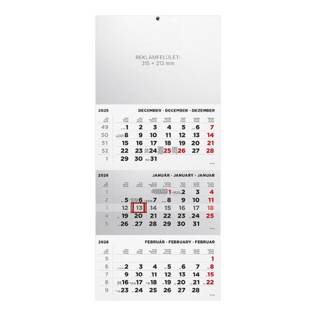 T072, 1 tömbből álló 3 havi speditőr naptár - Üres, nyomtatható fejrésszel