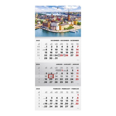 T072, 1 tömbből álló 3 havi speditőr naptár - Város fejrésszel