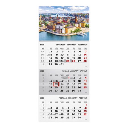 T072, 1 tömbből álló 3 havi speditőr naptár - Város fejrésszel