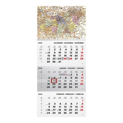 T072, 1 tömbből álló 3 havi speditőr naptár - Magyarország térkép fejrésszel