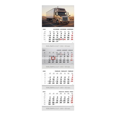 T073, 4 tömbből álló 4 havi speditőr naptár - Kamion fejrésszel