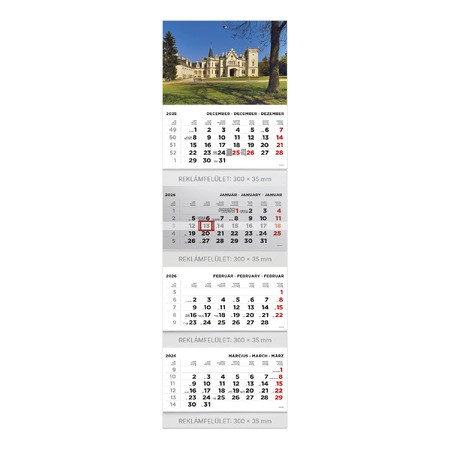 T073, 4 tömbből álló 4 havi speditőr naptár - Kastély fejrésszel