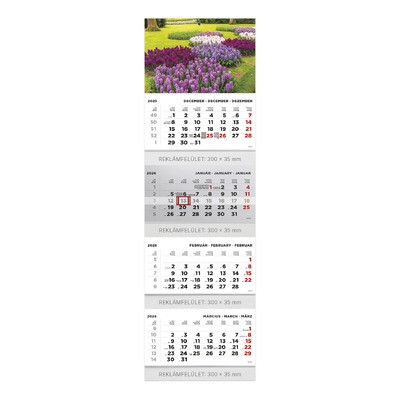 T073, 4 tömbből álló 4 havi speditőr naptár - Kert fejrésszel