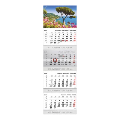 T073, 4 tömbből álló 4 havi speditőr naptár - Táj fejrésszel