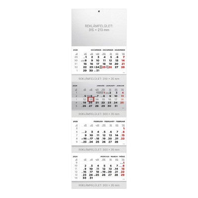 T073, 4 tömbből álló 4 havi speditőr naptár - Üres, nyomtatható fejrésszel