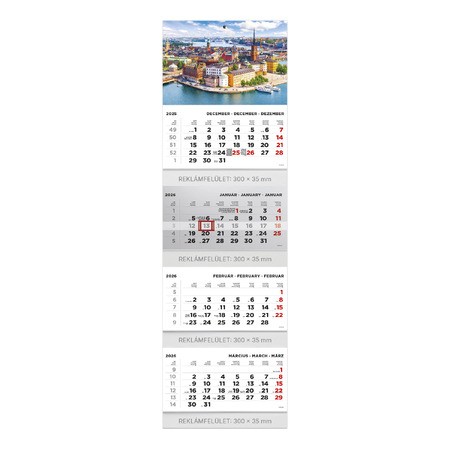 T073, 4 tömbből álló 4 havi speditőr naptár - Város fejrésszel