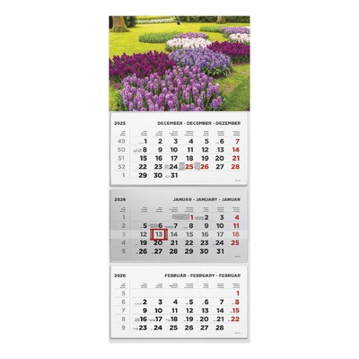 T074, 3 tömbből álló 3 havi speditőr naptár - Kert fejrésszel