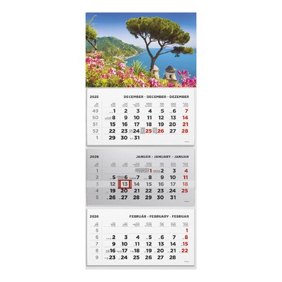 T074, 3 tömbből álló 3 havi speditőr naptár - Táj fejrésszel