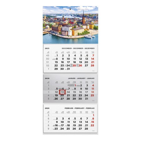 T074, 3 tömbből álló 3 havi speditőr naptár - Város fejrésszel