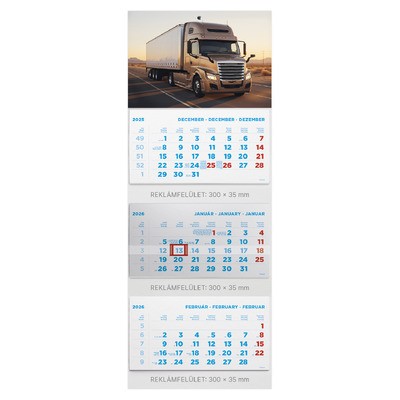 T075, 3 tömbből álló 3 havi speditőr naptár - Kamion fejrésszel