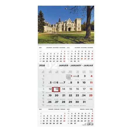 T076, 1 tömbből álló 5 havi speditőr naptár - Kastély fejrésszel