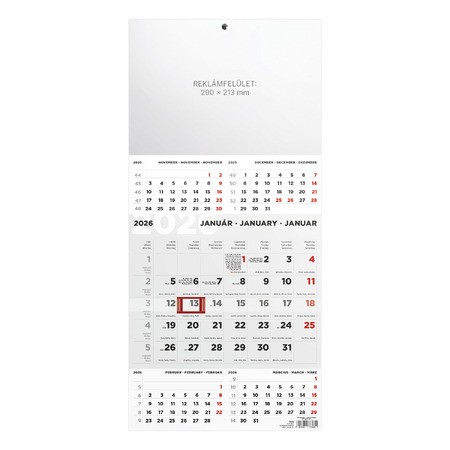 T076, 1 tömbből álló 5 havi speditőr naptár - Üres, nyomtatható fejrésszel