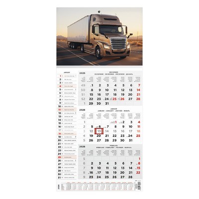T077, 1 tömbből álló 3 havi speditőr naptár - Kamion fejrésszel